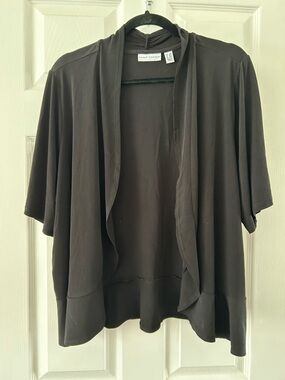 Susan Graver Black Open-Front Lightweight Cardigan
